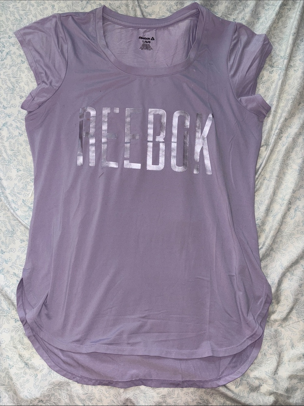 Reebok Lavender Short-Sleeve Performance Tee with Metallic Logo